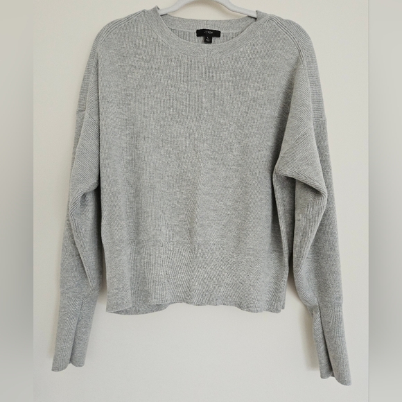 J.Crew Balloon-sleeve Crewneck Sweater Gray Large L - Picture 2 of 5